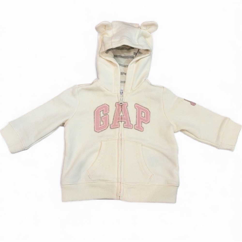Baby Gap Bear Hoodie Zip Jacket Sz 3-6 Mos